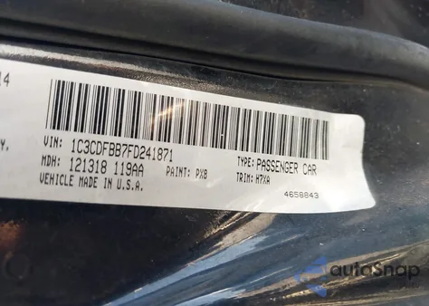 2015 Dodge Dart Sxt из США, поврежденный, VIN 1C3CDFBB7FD241871